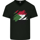 Torn Sudan Flag Sudanese Day Football Mens V-Neck Cotton T-Shirt Black