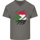Torn Sudan Flag Sudanese Day Football Mens V-Neck Cotton T-Shirt Charcoal