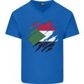 Torn Sudan Flag Sudanese Day Football Mens V-Neck Cotton T-Shirt Royal Blue