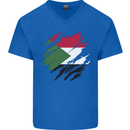 Torn Sudan Flag Sudanese Day Football Mens V-Neck Cotton T-Shirt Royal Blue