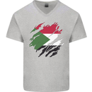 Torn Sudan Flag Sudanese Day Football Mens V-Neck Cotton T-Shirt Sports Grey