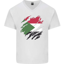 Torn Sudan Flag Sudanese Day Football Mens V-Neck Cotton T-Shirt White