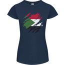 Torn Sudan Flag Sudanese Day Football Womens Petite Cut T-Shirt Navy Blue