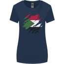 Torn Sudan Flag Sudanese Day Football Womens Wider Cut T-Shirt Navy Blue