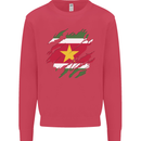 Torn Suriname Flag Suriname Day Football Kids Sweatshirt Jumper Heliconia