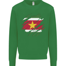 Torn Suriname Flag Suriname Day Football Kids Sweatshirt Jumper Irish Green