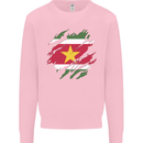 Torn Suriname Flag Suriname Day Football Kids Sweatshirt Jumper Light Pink