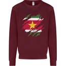 Torn Suriname Flag Suriname Day Football Kids Sweatshirt Jumper Maroon