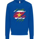 Torn Suriname Flag Suriname Day Football Kids Sweatshirt Jumper Royal Blue