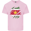 Torn Suriname Flag Suriname Day Football Kids T-Shirt Childrens Light Pink