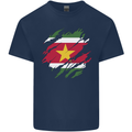 Torn Suriname Flag Suriname Day Football Kids T-Shirt Childrens Navy Blue