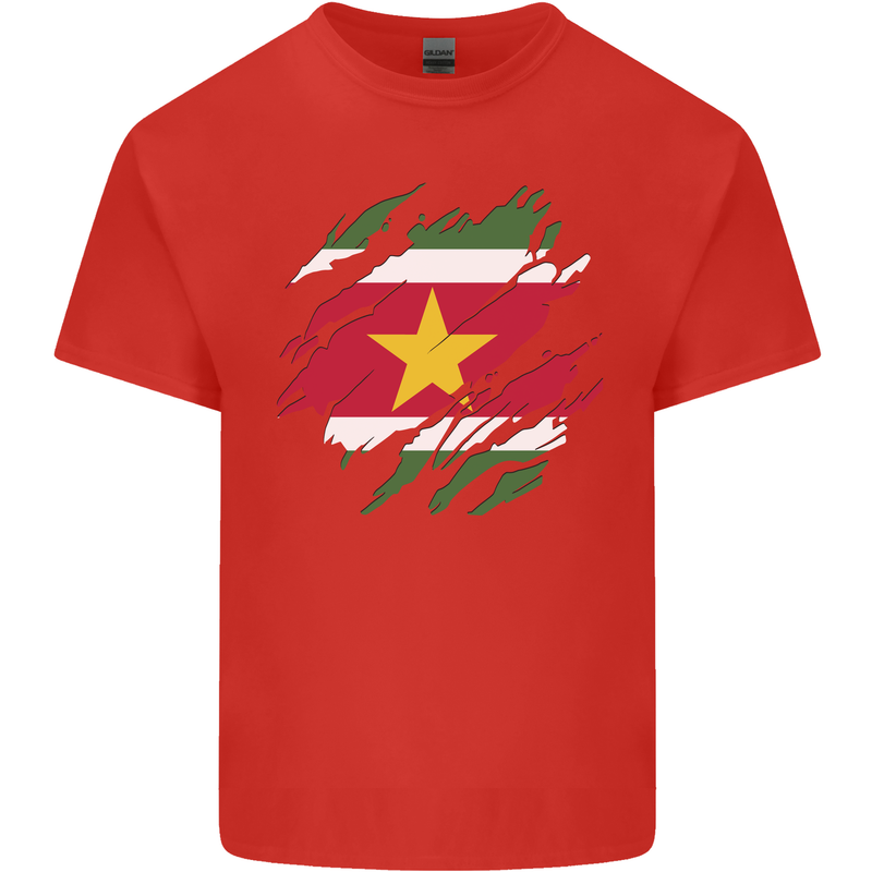 Torn Suriname Flag Suriname Day Football Kids T-Shirt Childrens Red
