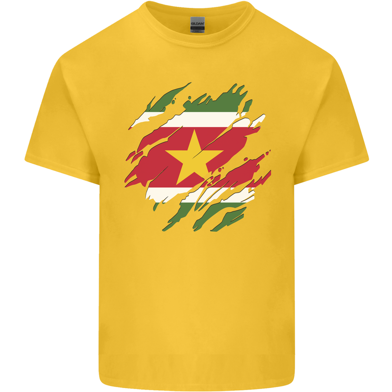 Torn Suriname Flag Suriname Day Football Kids T-Shirt Childrens Yellow
