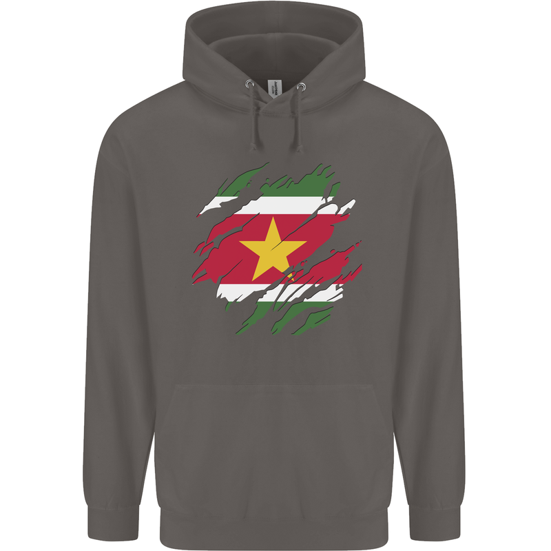 Torn Suriname Flag Suriname Day Football Mens 80% Cotton Hoodie Charcoal