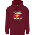 Torn Suriname Flag Suriname Day Football Mens 80% Cotton Hoodie Maroon