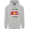 Torn Suriname Flag Suriname Day Football Mens 80% Cotton Hoodie Sports Grey