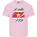 Torn Suriname Flag Suriname Day Football Mens Cotton T-Shirt Tee Top Light Pink