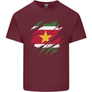 Torn Suriname Flag Suriname Day Football Mens Cotton T-Shirt Tee Top Maroon