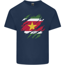 Torn Suriname Flag Suriname Day Football Mens Cotton T-Shirt Tee Top Navy Blue