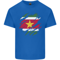 Torn Suriname Flag Suriname Day Football Mens Cotton T-Shirt Tee Top Royal Blue