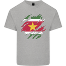 Torn Suriname Flag Suriname Day Football Mens Cotton T-Shirt Tee Top Sports Grey