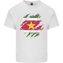 Torn Suriname Flag Suriname Day Football Mens Cotton T-Shirt Tee Top White