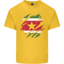 Torn Suriname Flag Suriname Day Football Mens Cotton T-Shirt Tee Top Yellow