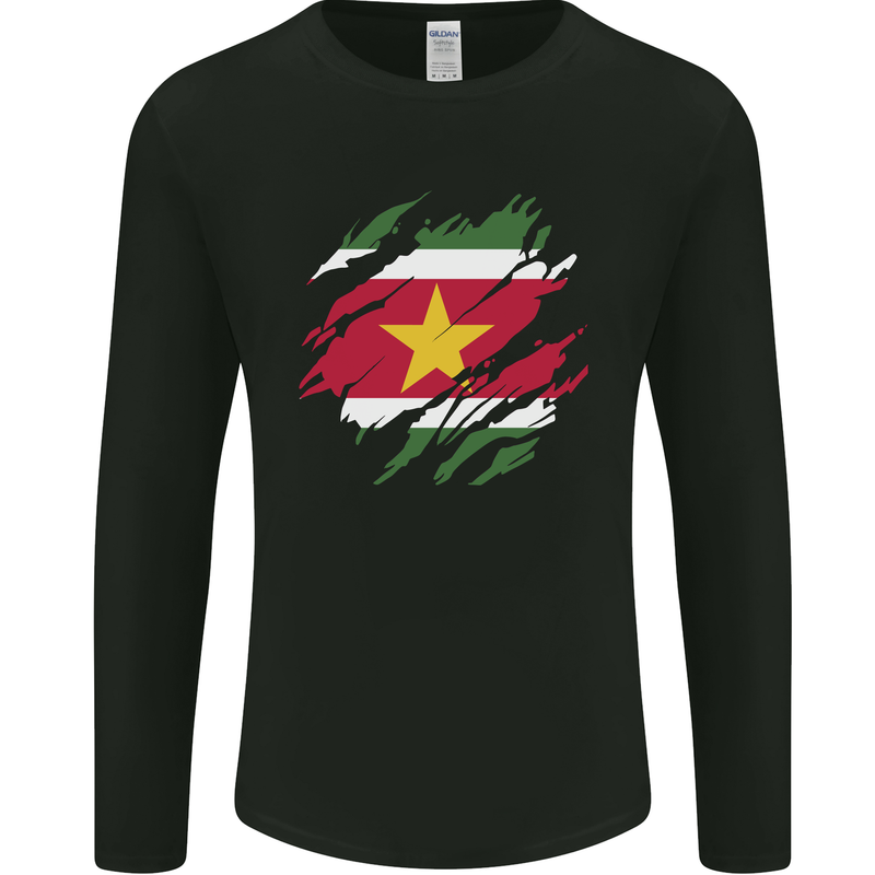 Torn Suriname Flag Suriname Day Football Mens Long Sleeve T-Shirt Black