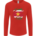Torn Suriname Flag Suriname Day Football Mens Long Sleeve T-Shirt Red