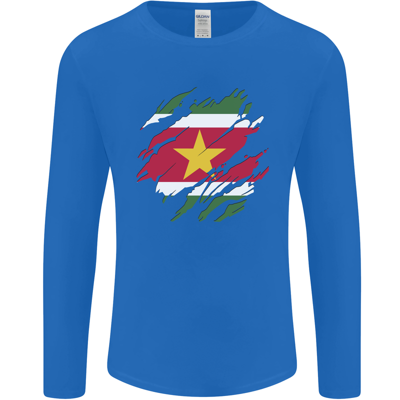 Torn Suriname Flag Suriname Day Football Mens Long Sleeve T-Shirt Royal Blue