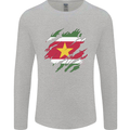 Torn Suriname Flag Suriname Day Football Mens Long Sleeve T-Shirt Sports Grey