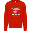 Torn Suriname Flag Suriname Day Football Mens Sweatshirt Jumper Bright Red