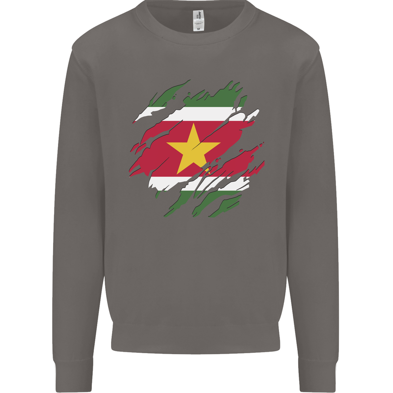 Torn Suriname Flag Suriname Day Football Mens Sweatshirt Jumper Charcoal