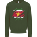 Torn Suriname Flag Suriname Day Football Mens Sweatshirt Jumper Forest Green