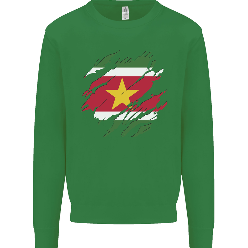 Torn Suriname Flag Suriname Day Football Mens Sweatshirt Jumper Irish Green