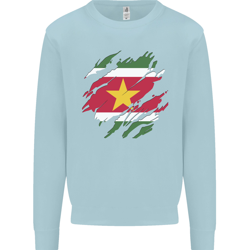 Torn Suriname Flag Suriname Day Football Mens Sweatshirt Jumper Light Blue