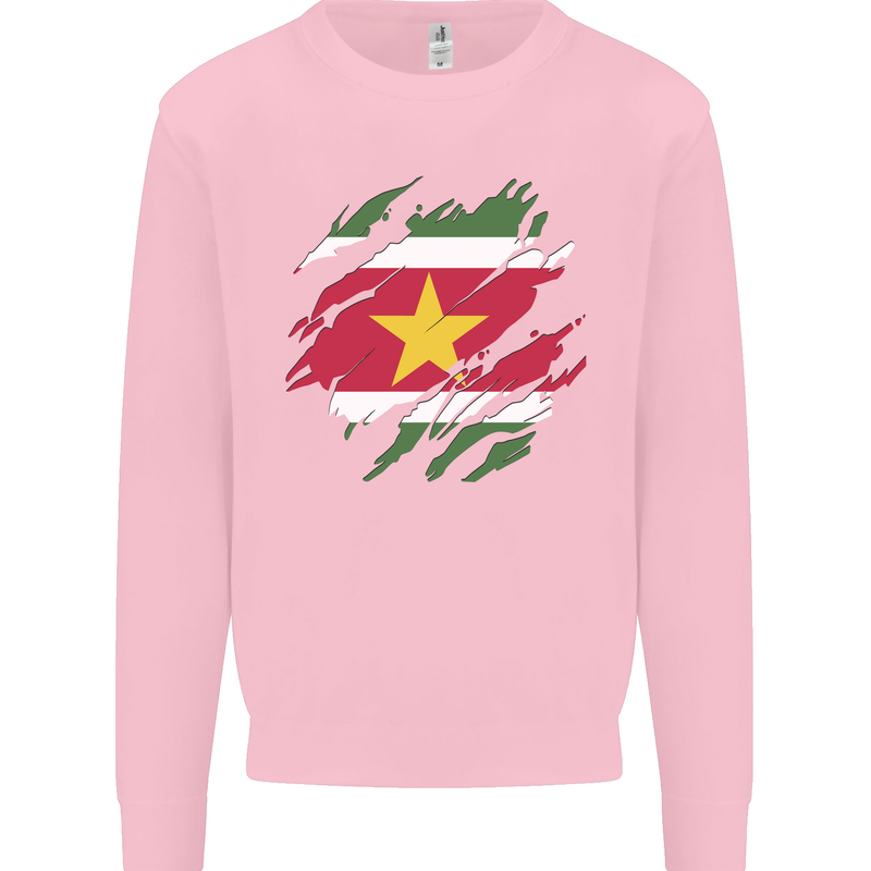 Torn Suriname Flag Suriname Day Football Mens Sweatshirt Jumper Light Pink