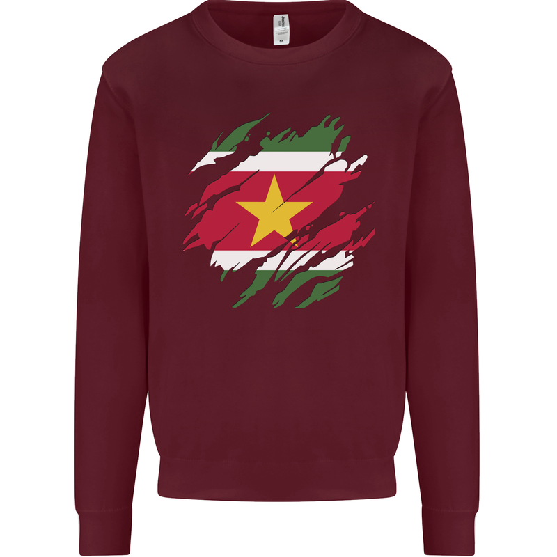 Torn Suriname Flag Suriname Day Football Mens Sweatshirt Jumper Maroon