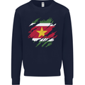 Torn Suriname Flag Suriname Day Football Mens Sweatshirt Jumper Navy Blue