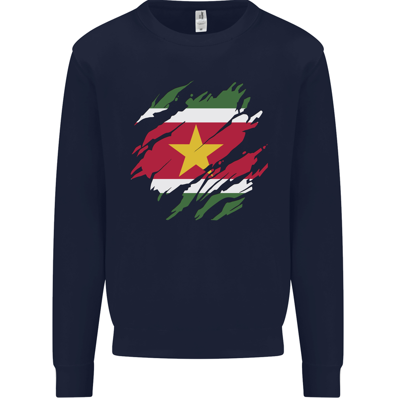 Torn Suriname Flag Suriname Day Football Mens Sweatshirt Jumper Navy Blue