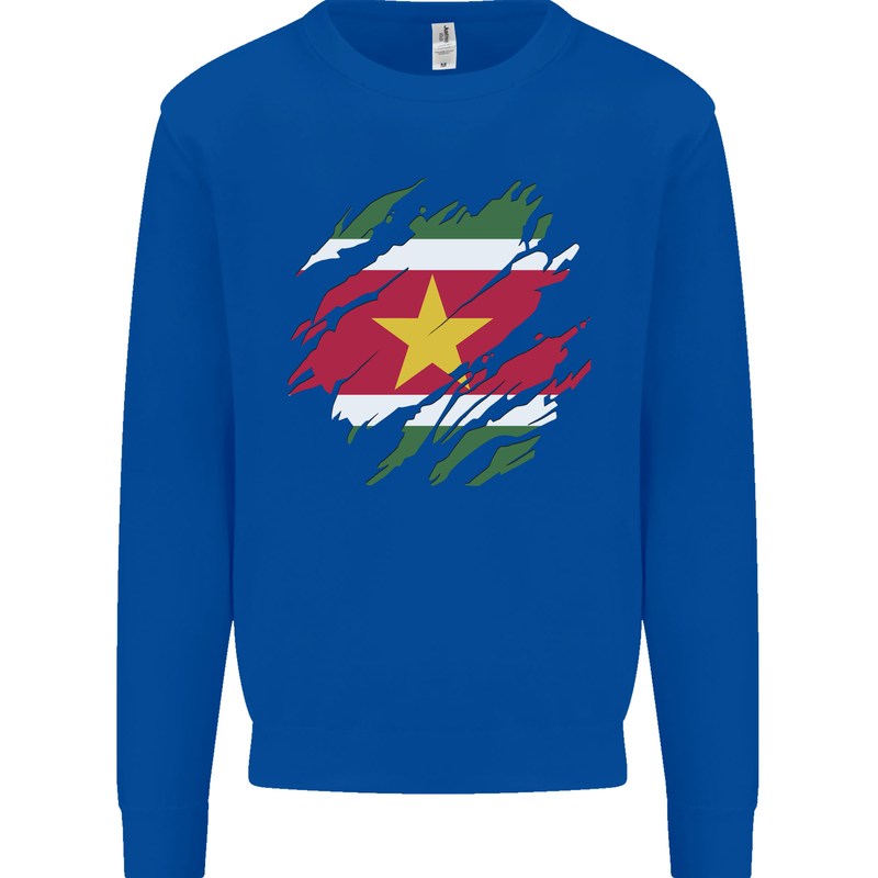 Torn Suriname Flag Suriname Day Football Mens Sweatshirt Jumper Royal Blue