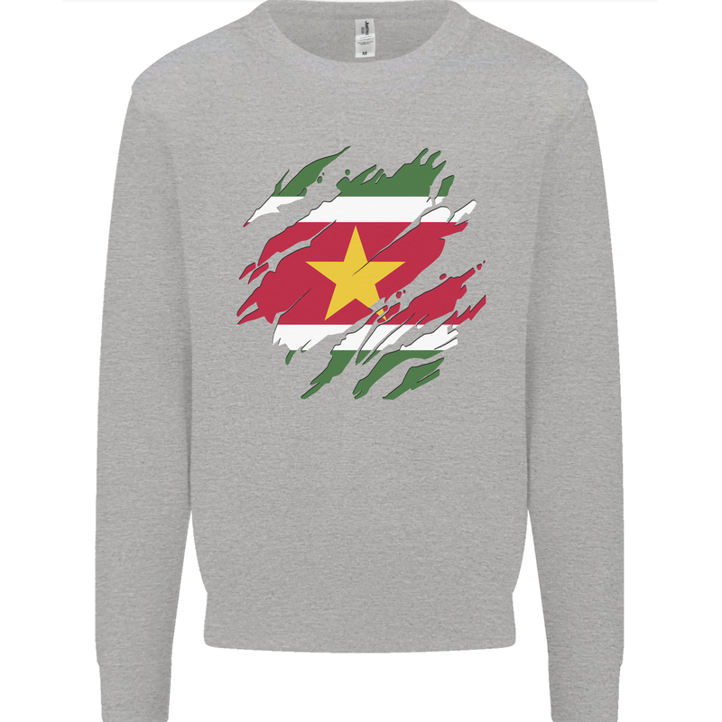 Torn Suriname Flag Suriname Day Football Mens Sweatshirt Jumper Sports Grey