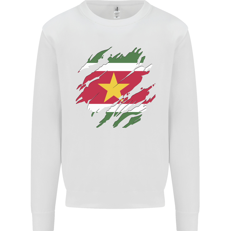 Torn Suriname Flag Suriname Day Football Mens Sweatshirt Jumper White