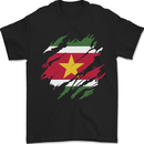 Torn Suriname Flag Suriname Day Football Mens T-Shirt 100% Cotton Black