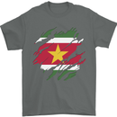 Torn Suriname Flag Suriname Day Football Mens T-Shirt 100% Cotton Charcoal