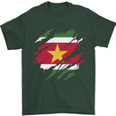 Torn Suriname Flag Suriname Day Football Mens T-Shirt 100% Cotton Forest Green
