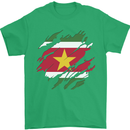 Torn Suriname Flag Suriname Day Football Mens T-Shirt 100% Cotton Irish Green
