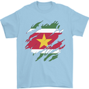 Torn Suriname Flag Suriname Day Football Mens T-Shirt 100% Cotton Light Blue
