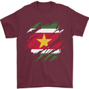 Torn Suriname Flag Suriname Day Football Mens T-Shirt 100% Cotton Maroon