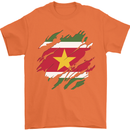 Torn Suriname Flag Suriname Day Football Mens T-Shirt 100% Cotton Orange